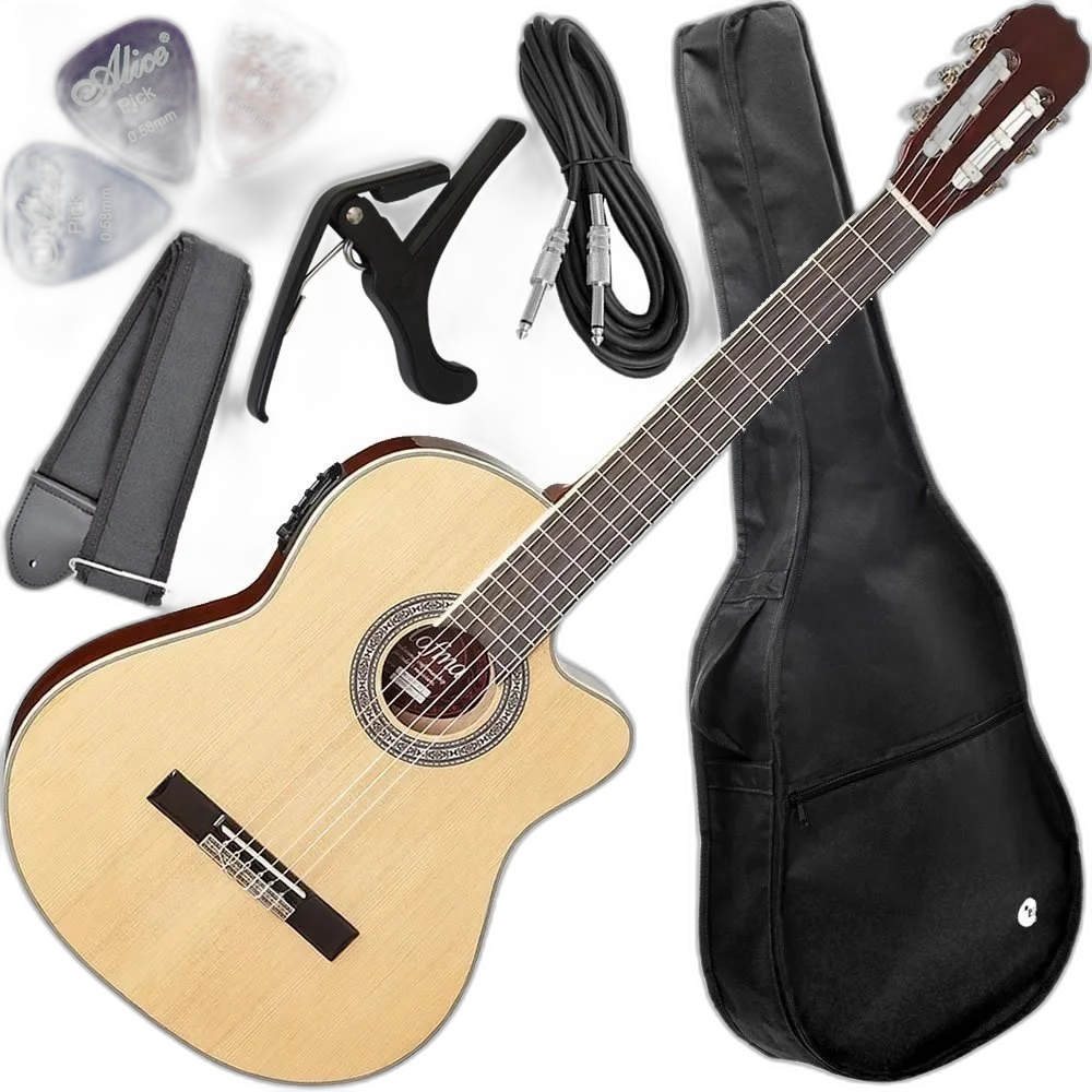 Kit Violão Hofma Clássico Flat Eletroacústico Nylon Hmc 225f