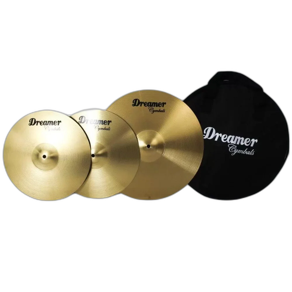 Kit De Pratos Bateria Dreamer Brass Hi Hat 13 Crash 16 + Bag