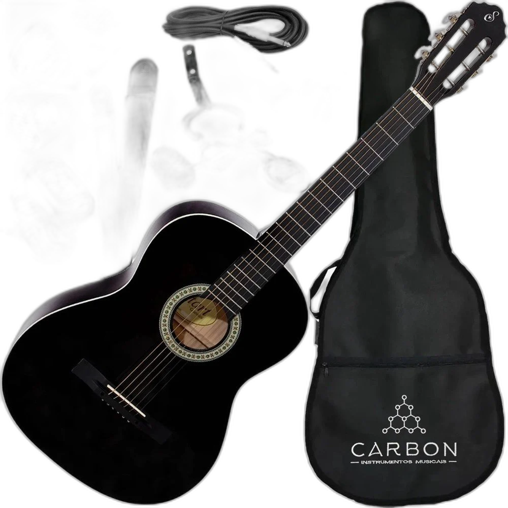 Kit Violão Elétrico Aço Estudo S14 Giannini Preto C/ Capa