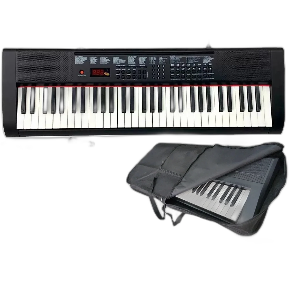 Kit Teclado Queens Max 61 Teclas Fonte + Capa Banco Suporte
