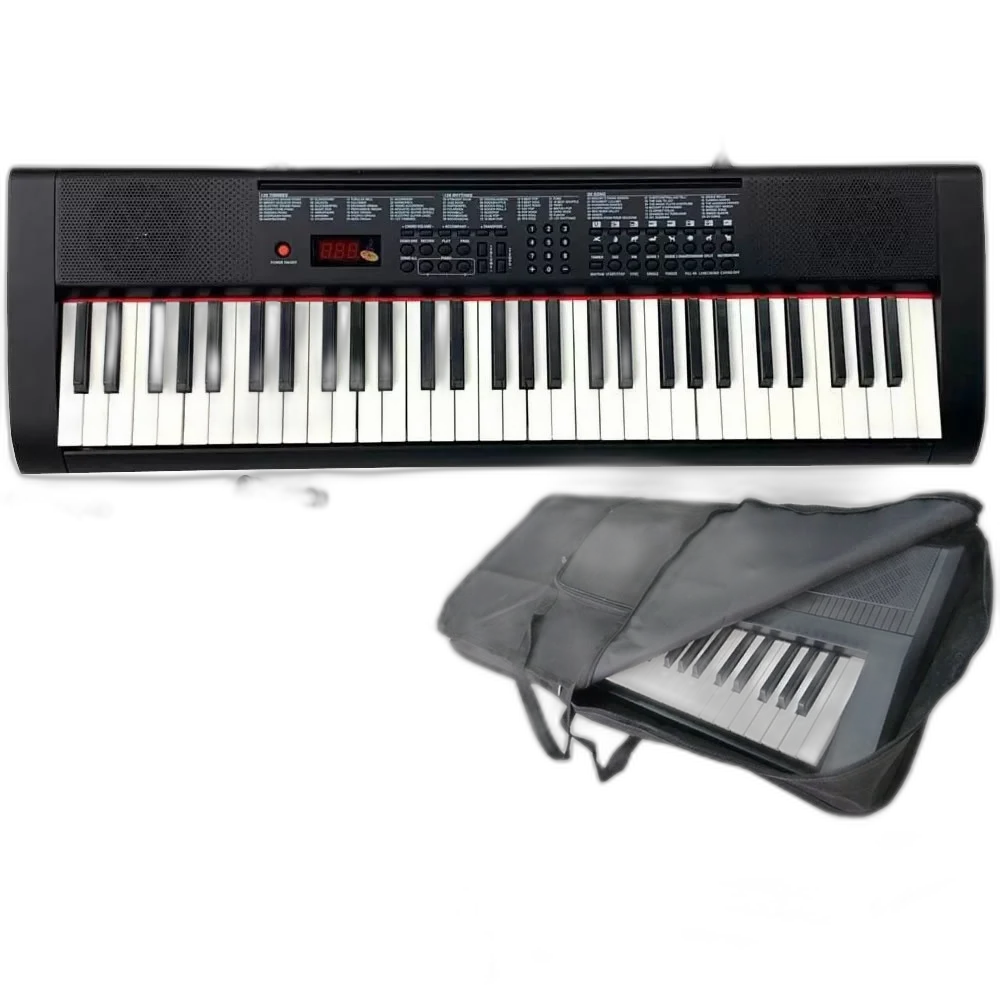 Kit Teclado Queens Max 61 Teclas Com Fonte + Capa + Suporte