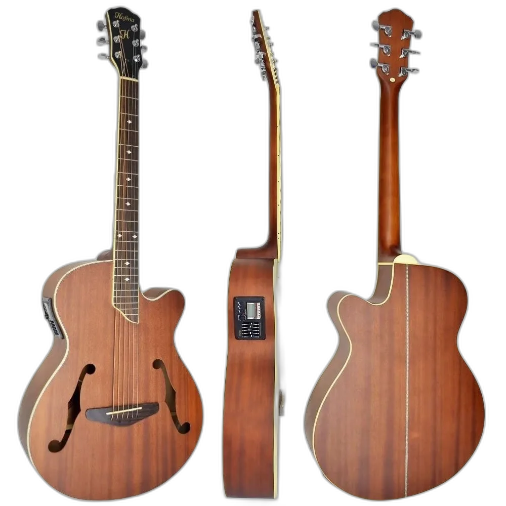 Violão Elétrico Mini Jumbo Aço Hofma Hmf240 Satin Natural
