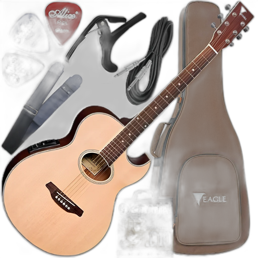 Kit Violão Eletroacústico Eagle Gl36 Nt Completo Eq Promix
