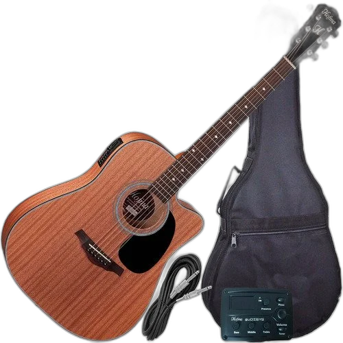 Kit Violão Eletroacústico Folk Completo Hofma Hmf250 C/ Capa