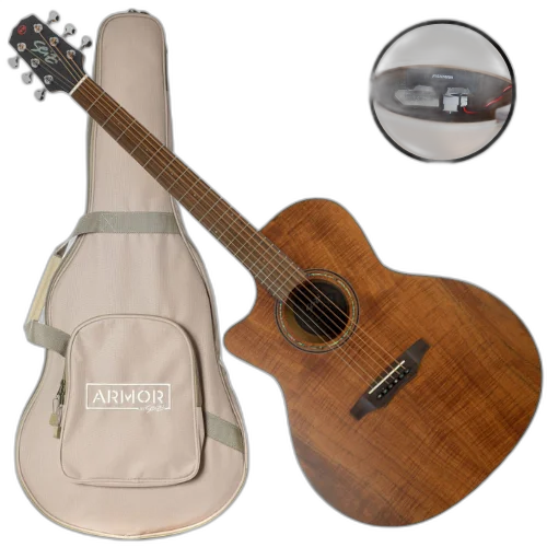 Violão Eletroacústico Seizi Supreme Ryu Cutaway Canhoto Koa com Tampo Koa Sólido Pré Fishman Sonitone e Bag Armor 10361102