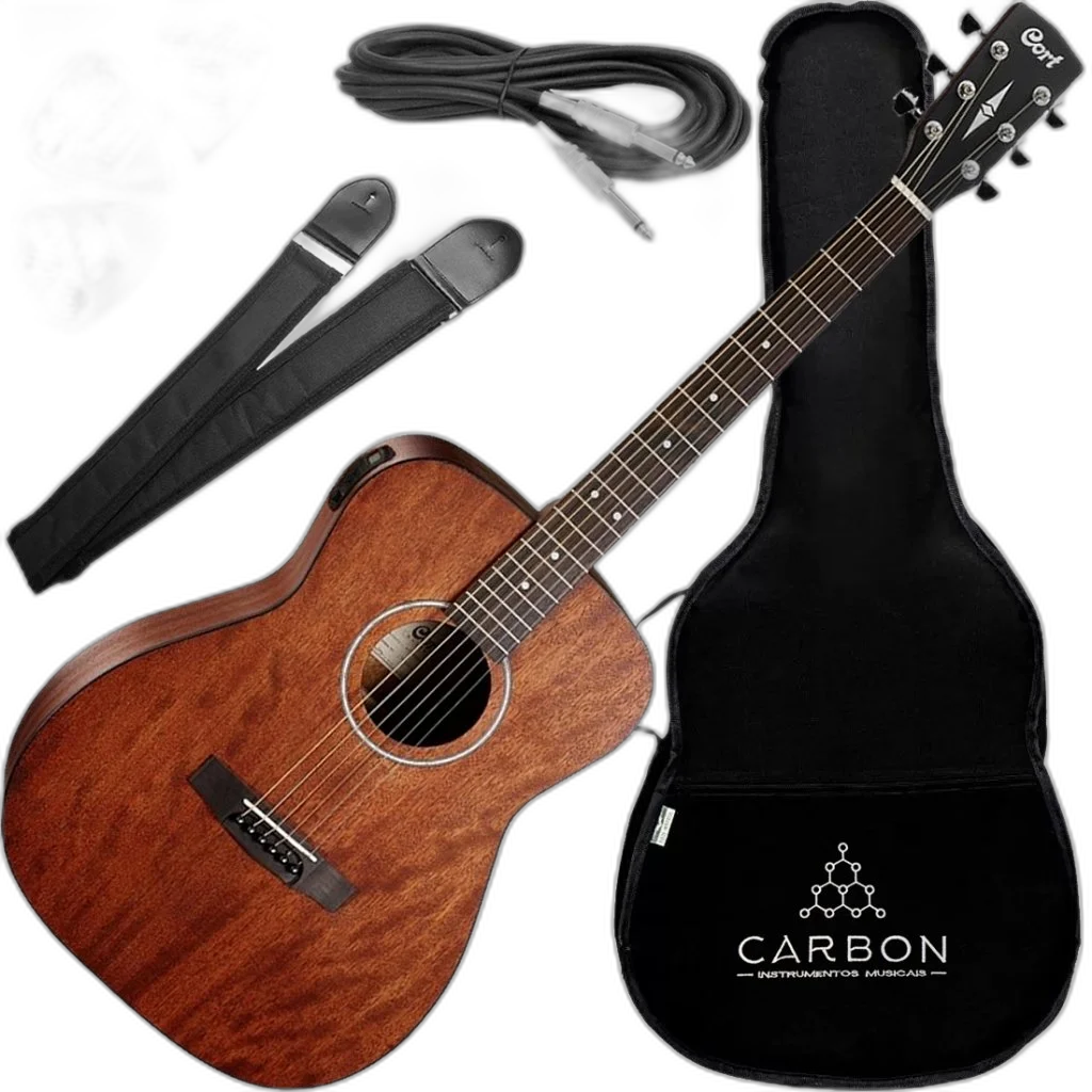 Kit Violão Cort AF510MEDX OP Folk Afinador Mahogany Vx01