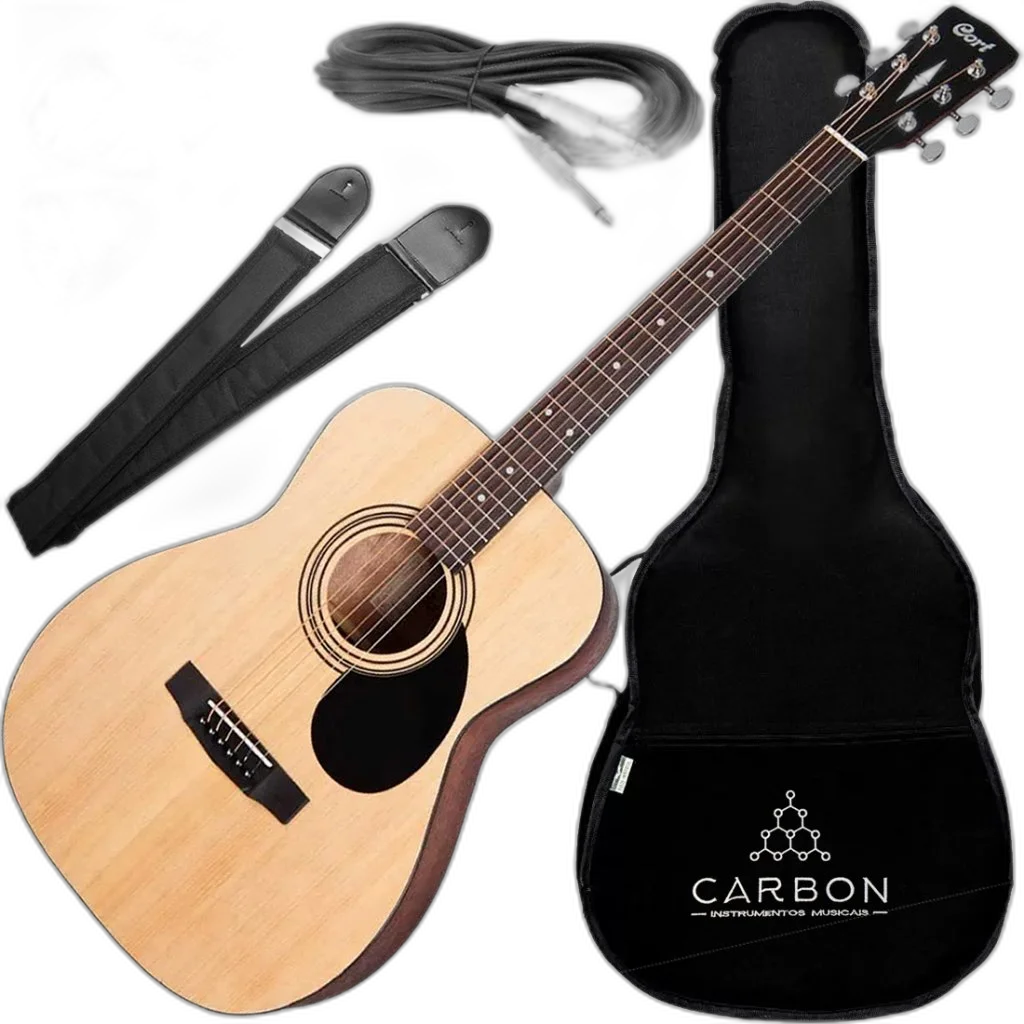 Kit Violão Cort AF510EDX OP Folk C/ Afinador Open Pore Natural Vx02