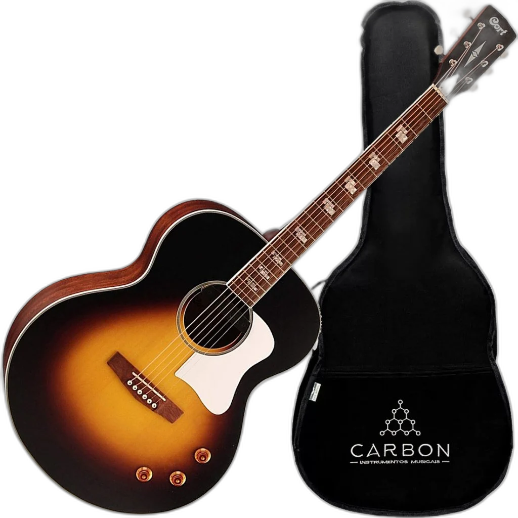 Kit Violão Eletroacústico Jumbo Cort Cj Retro Vsm Pré Fishma