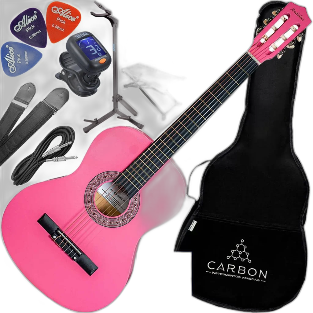 Kit Violão Clássico Acústico Nylon Cg-3801 Rosa Andaluz Vx06